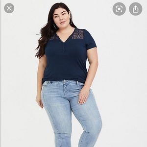 Torrid Super Soft Lace Yoke Tee